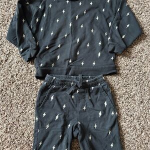 Tea Collection Black Lightning Bolt Kids Matching Set
